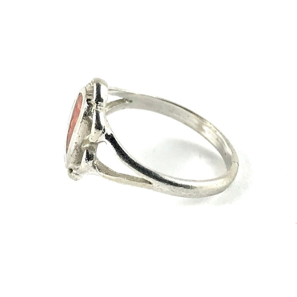 Sterling Silver 925 Turquoise and Coral Ring Size 6 - Picture 3 of 4